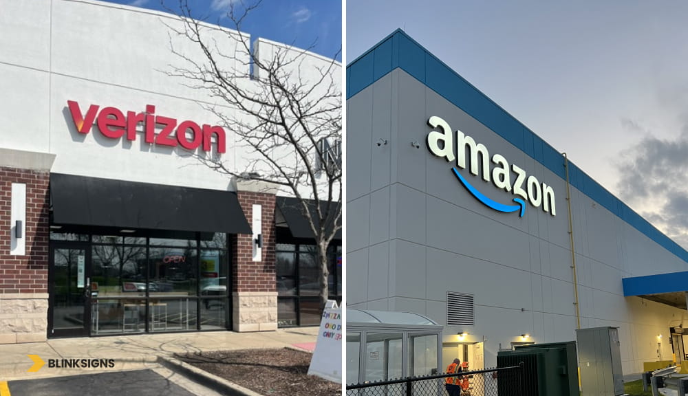 Channel Letter Sign Cost: What Affects the Price? (2026 Guide) 2 Channel Letter Signs for Verizon franchise and Amazon facility