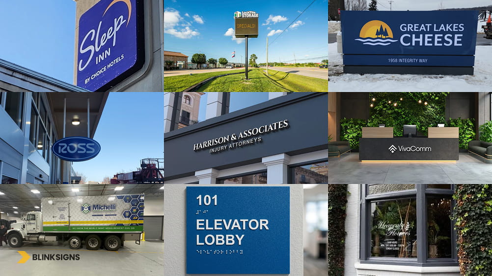 Different type of signs, including; cabinet, channel letters, pylon, monument, ADA and much more