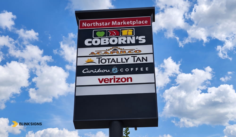 Cabinet Sign Cost Guide: Pricing by Size, Illumination, Face Type, Mounting, and Installation 5 Multi-tenant cabinet sign