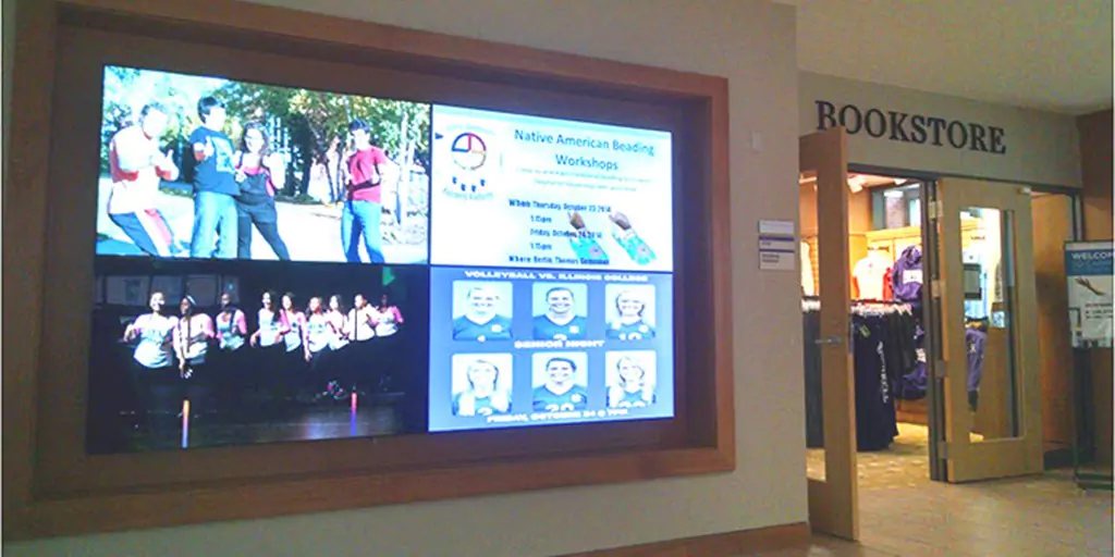 Digital signage on campus wall