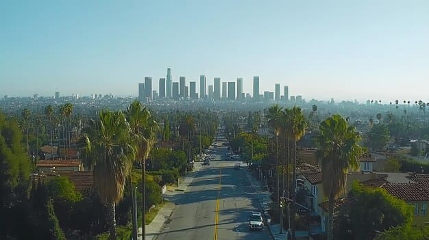 aerial view downtown los angeles