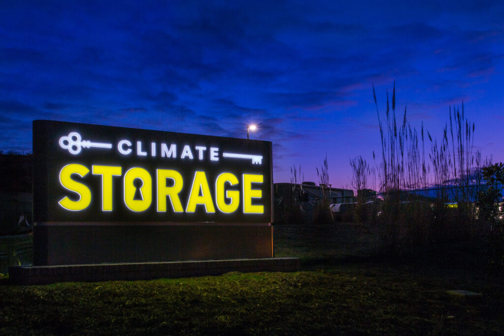 Monument Sign for Climate Storage by Blinksigns