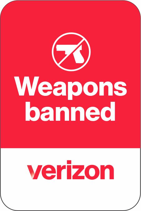 Weapons Banned Verizon Parking Sign