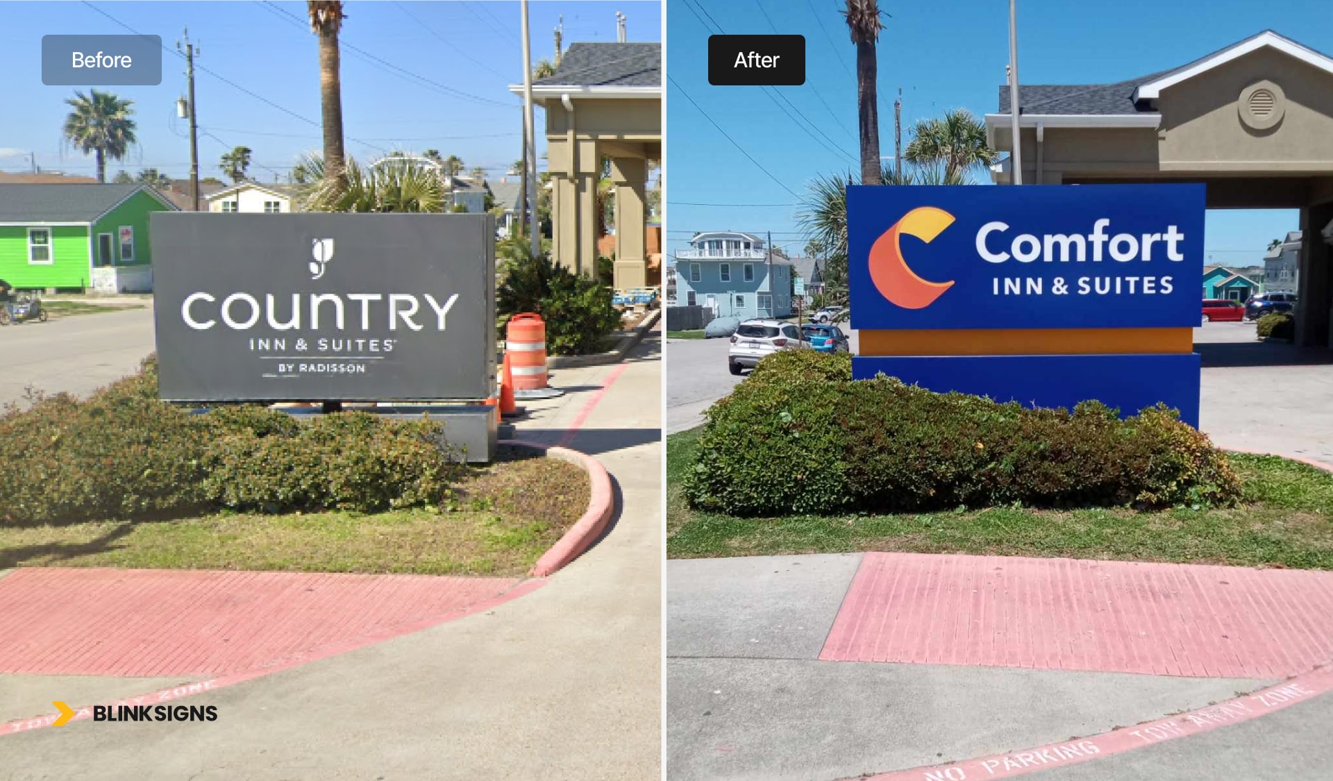 Comfort Inn Suities Monument Signs before after