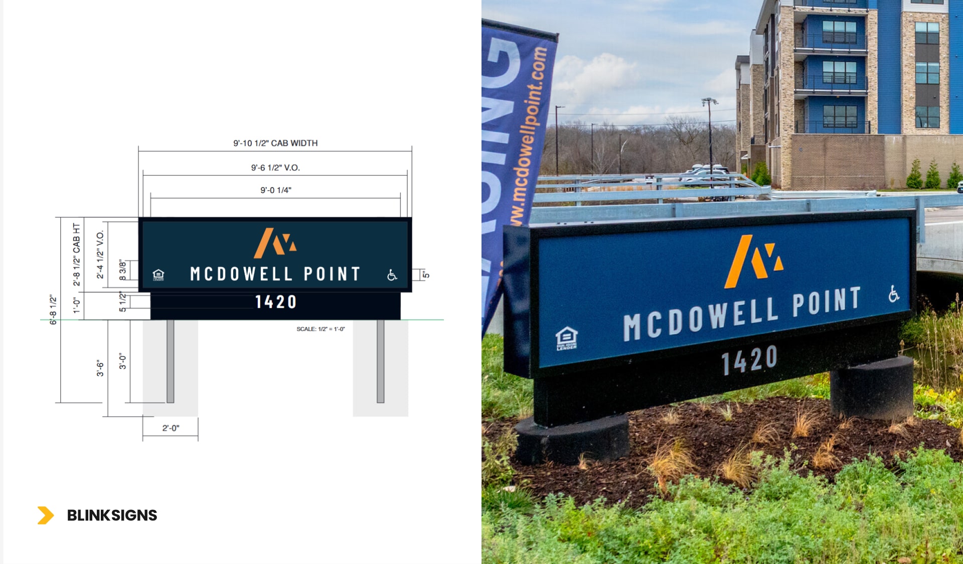 Exterior Signage for McDowell Point by BlinkSigns with TWG Construction