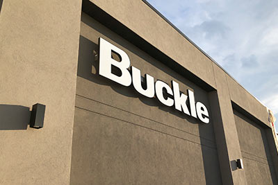 Buckle strofront channel letters signage after proper site survey