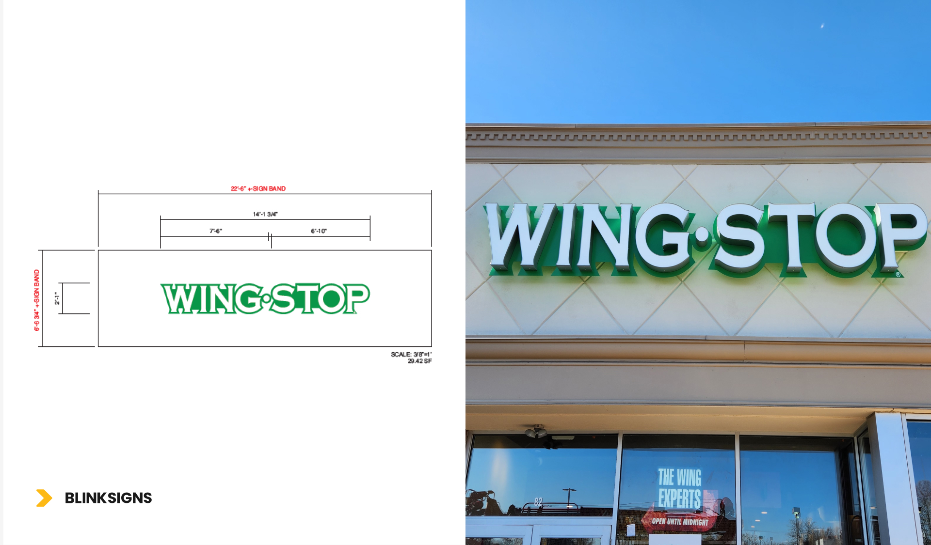 Front-Lit LED Channel Letters with Halo-Lit Backer Signage of WING-STOP