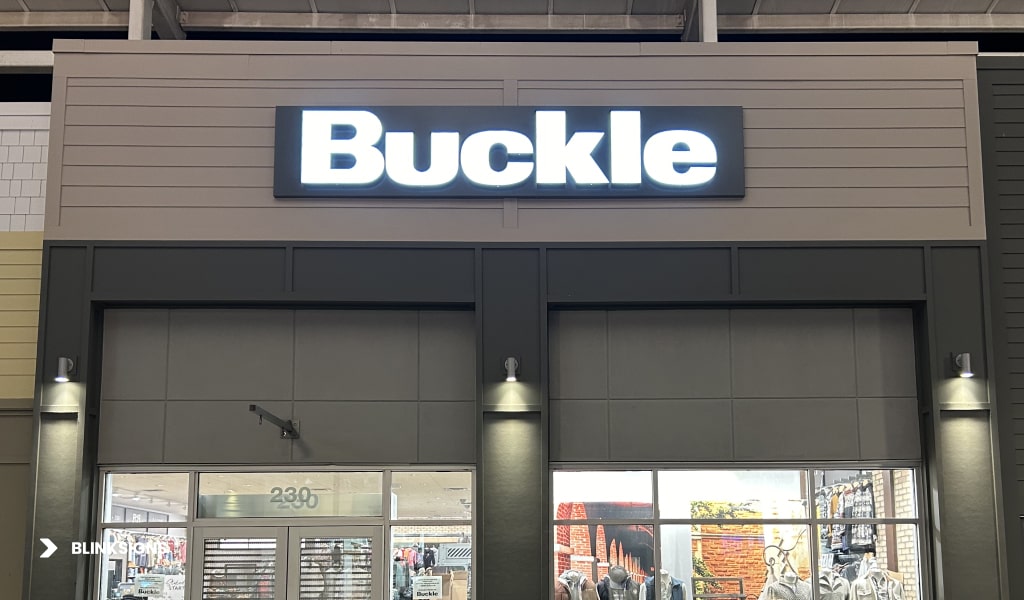 Storefront Sign of BUCKLE by BlinkSigns