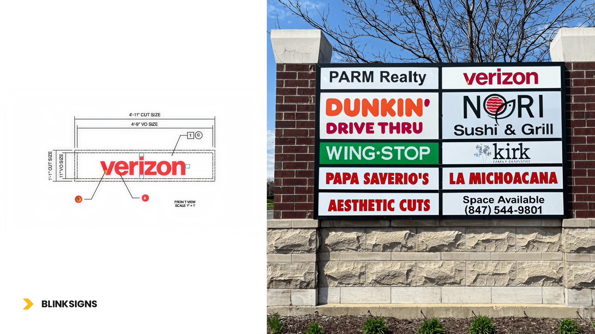 Digitally Printed Tenant Vinyl Panel on Monument Signage