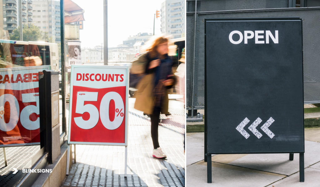 Pop-Up Store Signage: Quick Deployment Solutions for Seasonal Retailers 2 A-Frame Signs and Sidewalk Signs