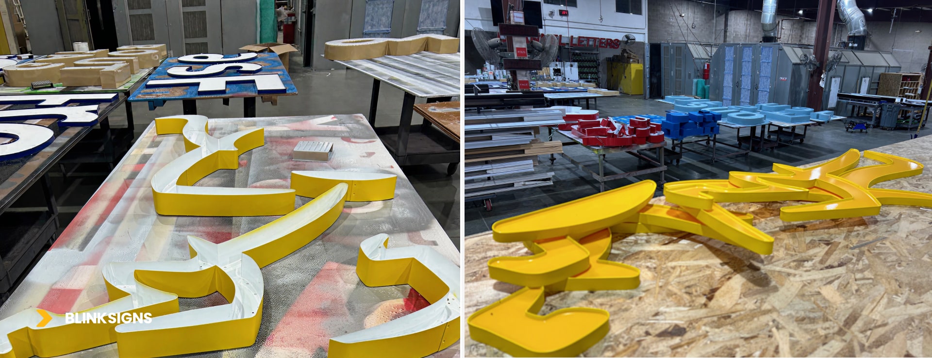 Custom Engineering of Mytee Products Signage in a factory