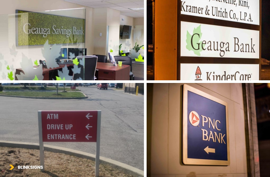 Showing Different signages of banks