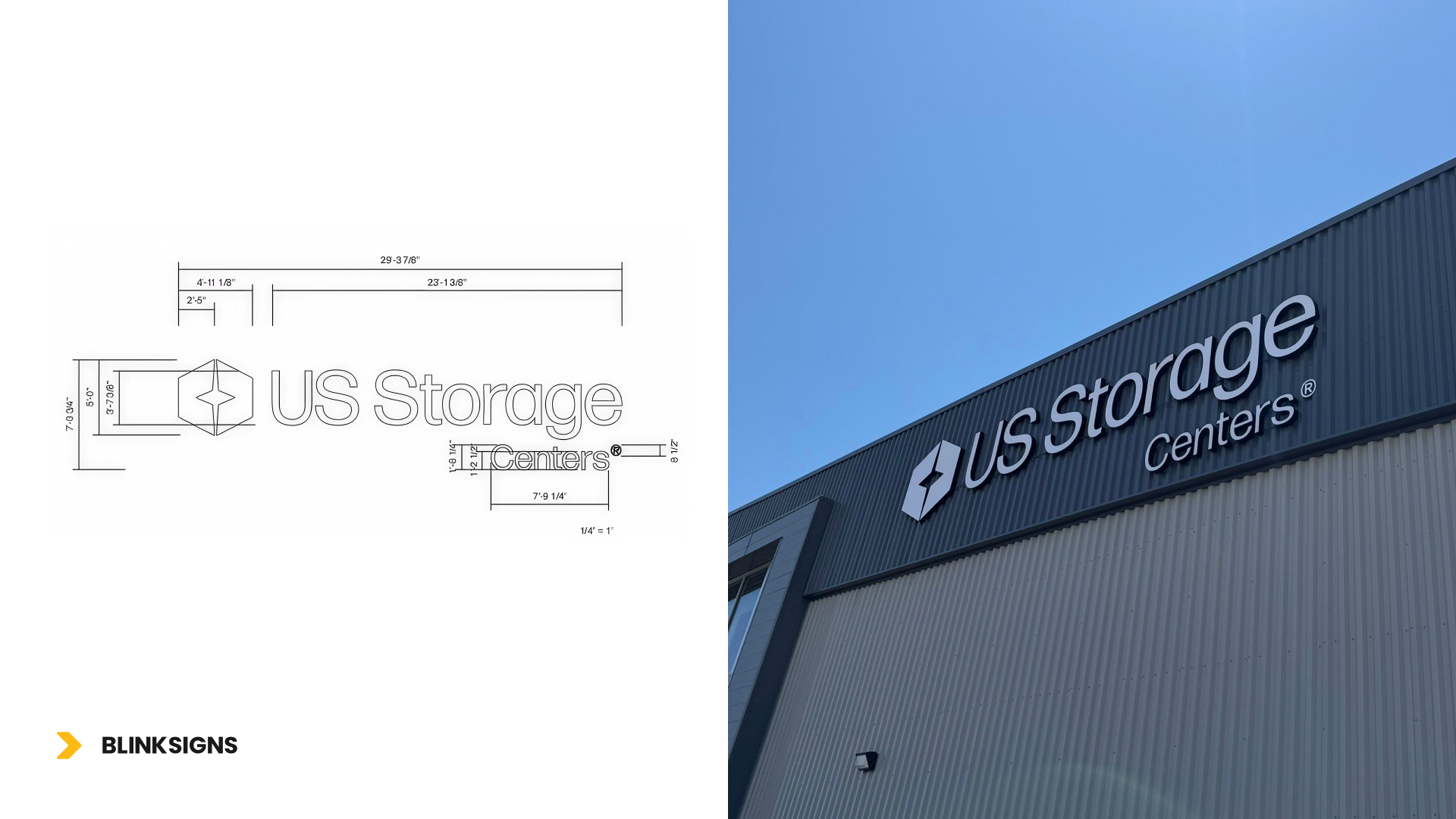 signage measurements of US storage facility in LA, nevada