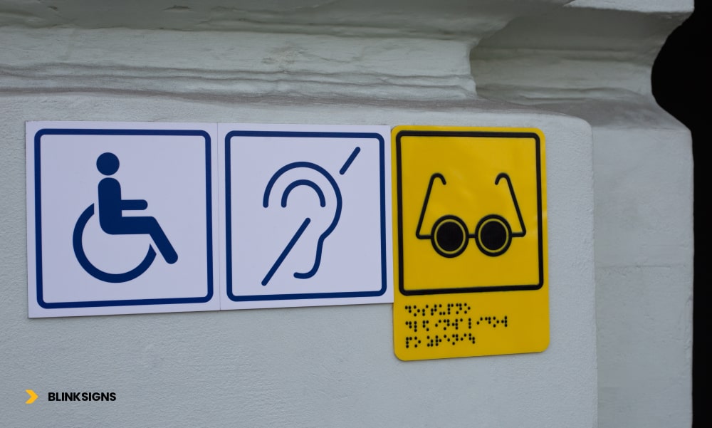 ADA-compliant signage Contrast, Finish, and Material Standards