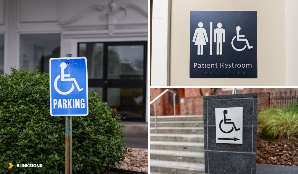 ADA parking, directional and restroom signage
