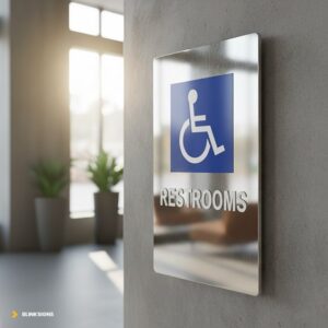 ADA Signage Compliance Mistakes: Common Errors and Legal Issues 8 Glossy or Reflective Finishes