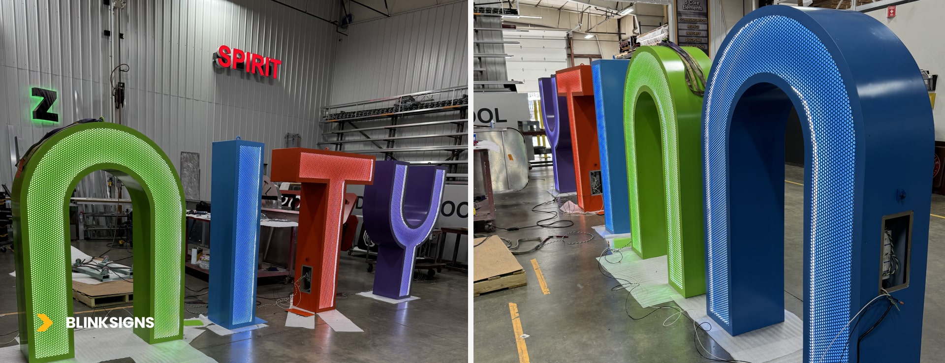 UNITY letters manufactured in a warehouse for Salisbury, MD by blinksigns