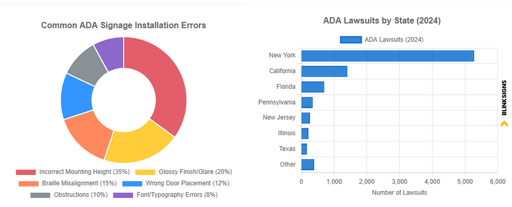 Guide to Selecting & Implementing ADA Compliant Signage 5 Installation Error Rate by Type and Most Litigated States (2024-2025)
