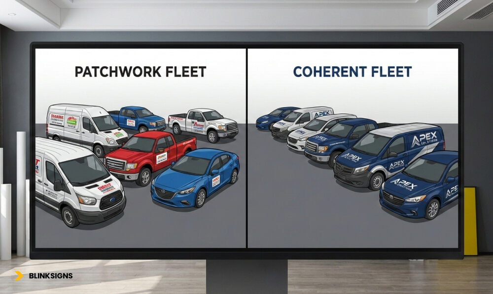 Fleet Branding Strategy: How to Maintain Consistency Across Multiple Vehicles 2 patchwork fleet vs. a coherent fleet