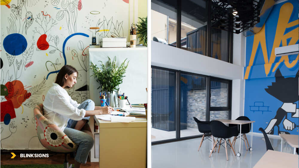 Workplace Environmental Graphics: Boosting Culture, Productivity & Brand Identity 5 The Psychology Behind Effective Environmental Graphics Collage