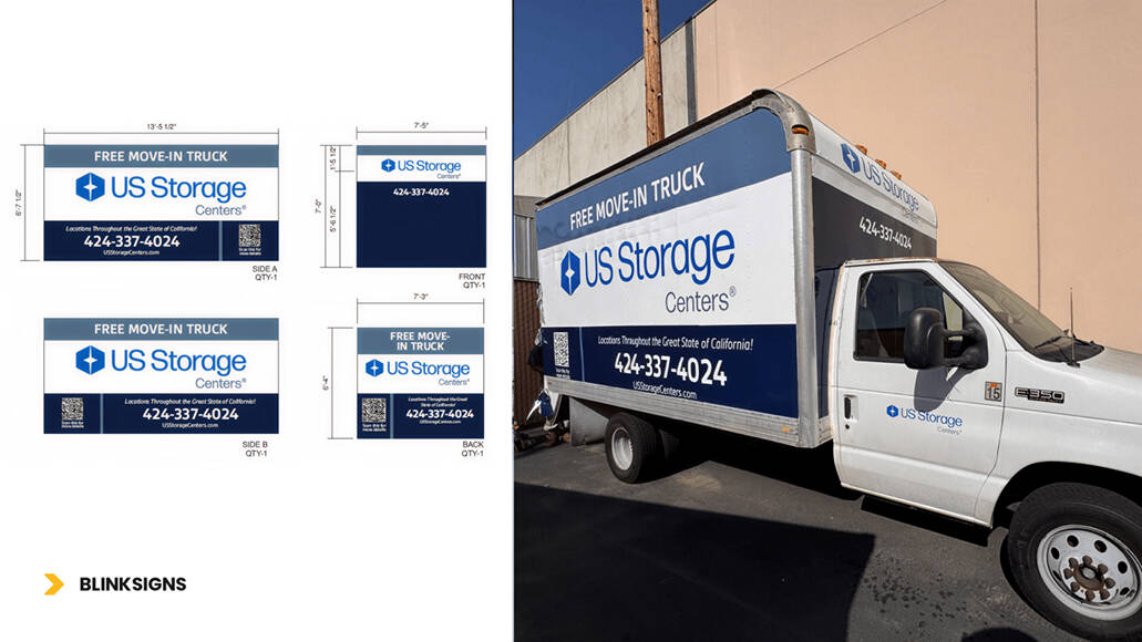 Vehicle wrap design for US Storage truck