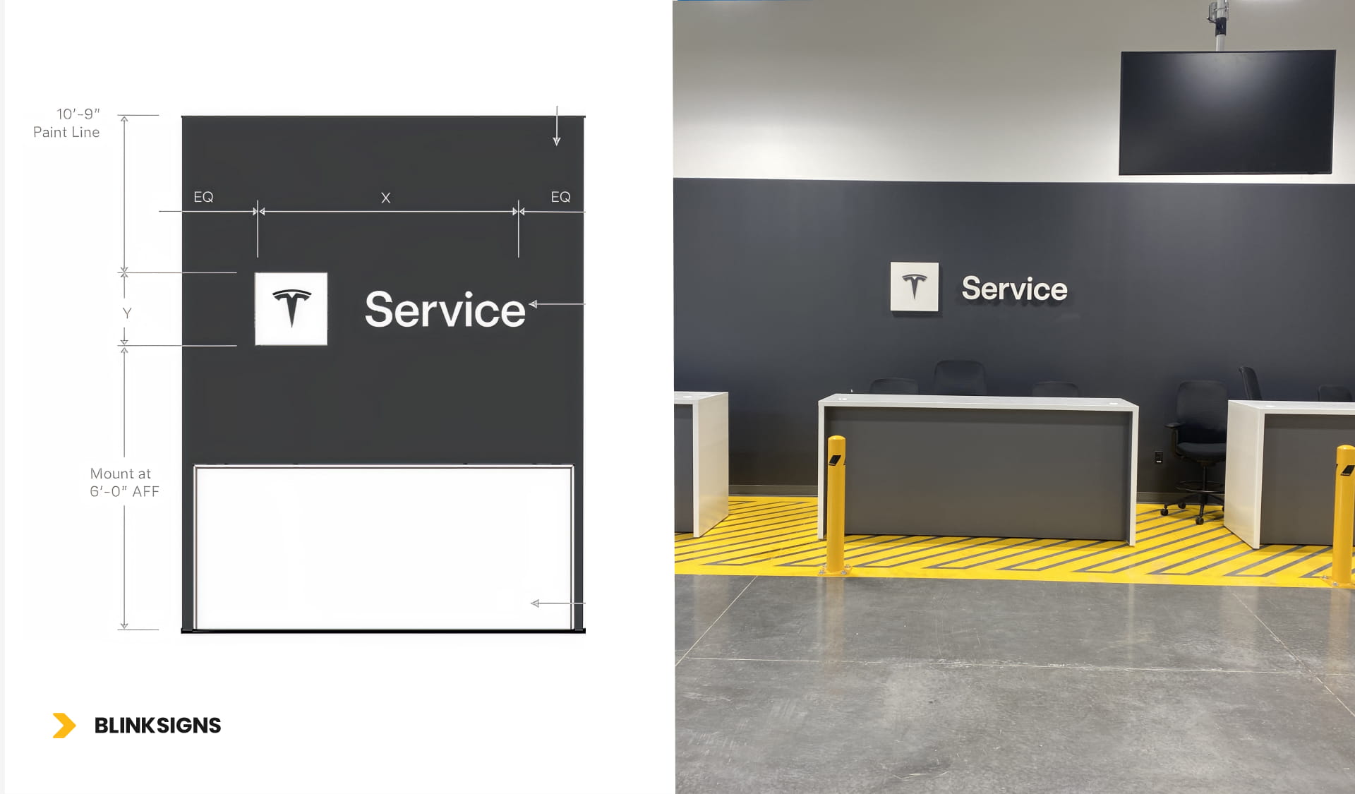 Front-Lit Channel Letters and Cabinet sign for Tesla building in Wesley chapel, FL